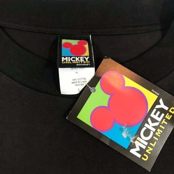 DEADSTOCK Mickey Unlimited Black Shirt Rainbow Embroidery Large - Picture 4 of 10